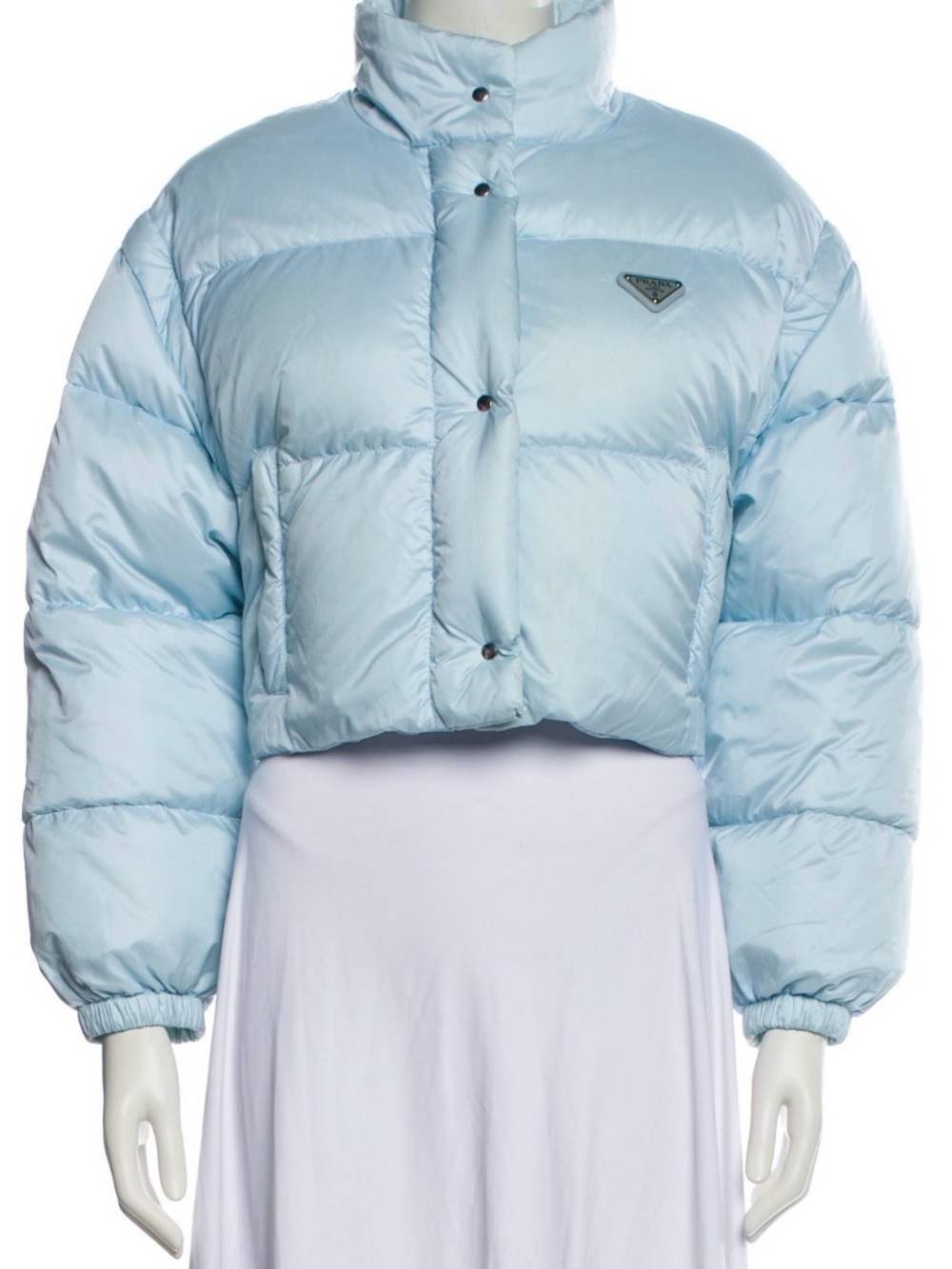 Prada Light Blue Cropped Puffer Jacket